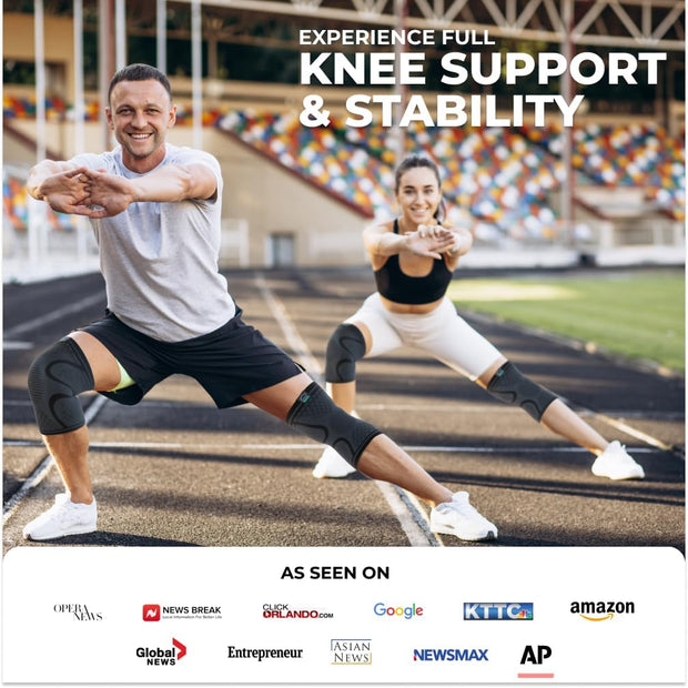 Compression Knee Brace for Women & Men, 2-Pack Knee Brace for Running Knee Pain, Knee Support Compression Sleeve, Workout Sports Knee Braces for Meniscus Tear, ACL & Arthritis Pain Relief
