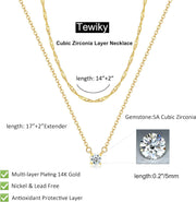 Diamond Necklaces for Women, Dainty 14K Gold/Sterling Silver Choker Necklace Simple Gold Plated CZ Jewelry Necklaces for Women Trendy Gifts