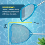 Pool and Spa Skimmer Net with Pole, Handheld Fine Mesh Pool Skimmer Net - Hand Held Spa, Hot Tub, Pond Cleaning - Step-Up 32" to 5 Feet Long, Leaf Netting, Scoop Skim Leaves & Debris